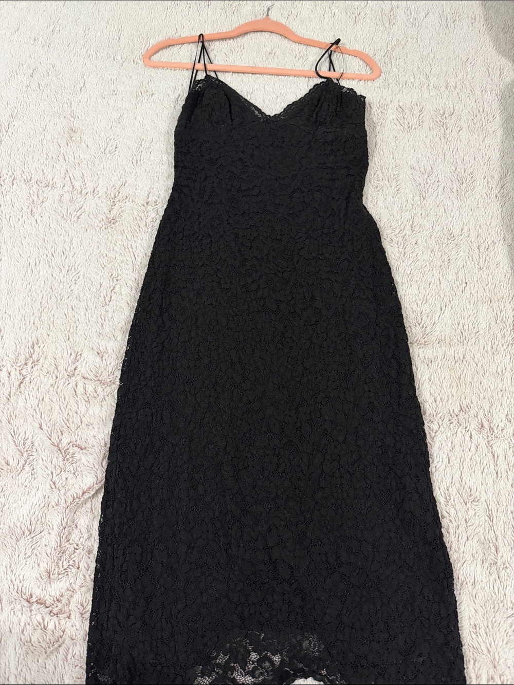 Express Black Lace Maxi Slip Dress with Spaghetti Straps